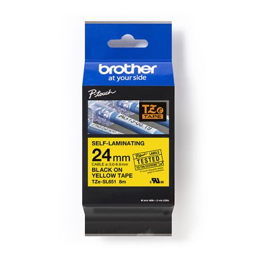 BROTHER TZE-SL651, černý tisk/žlutý podklad, laminovaná, 8m, 24mm