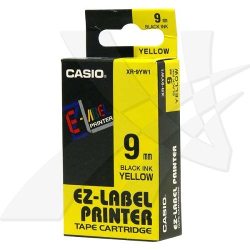 CASIO XR-9YW1, černý tisk/žlutý podklad, nelaminovaná, 8m, 9mm