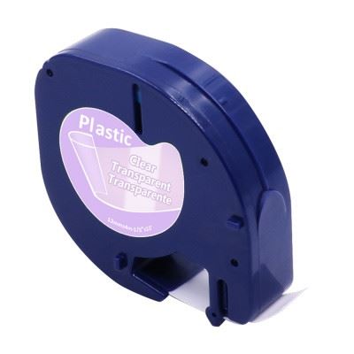 Alternativní páska DYMO 12268/12267 LetraTag 12 mm x 4 m, černý tisk / průhledný podklad