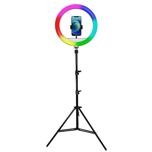Powerton kruhové světlo 13", RGB LED, velké, nastavení barev a svítivosti, držák telefonu